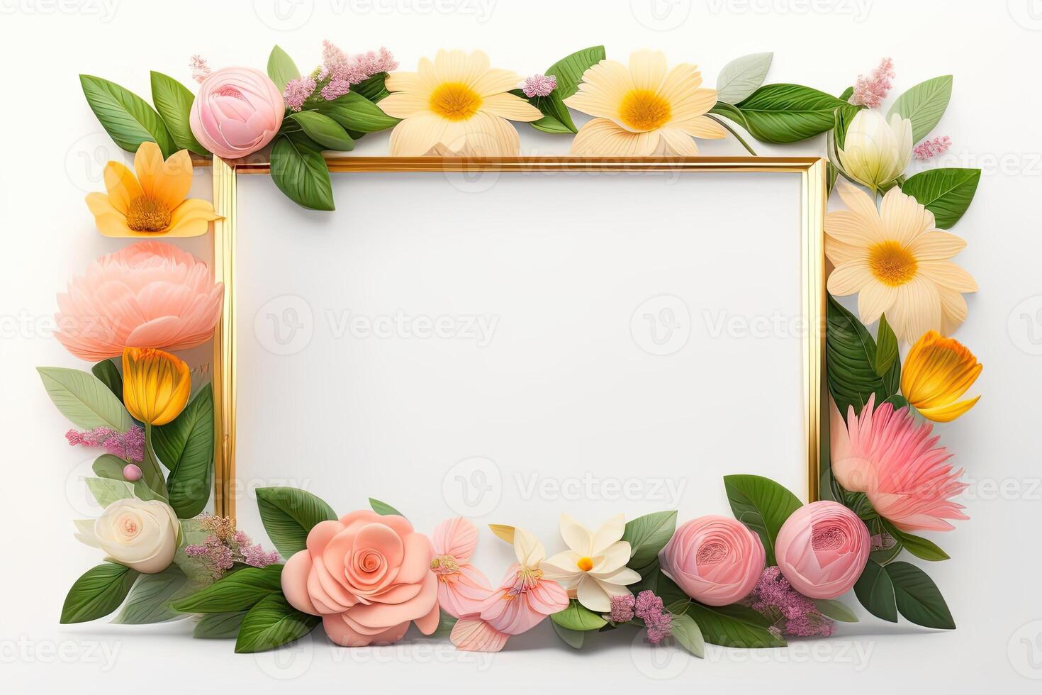 Frame Background Decorated with Flower Ornament photo