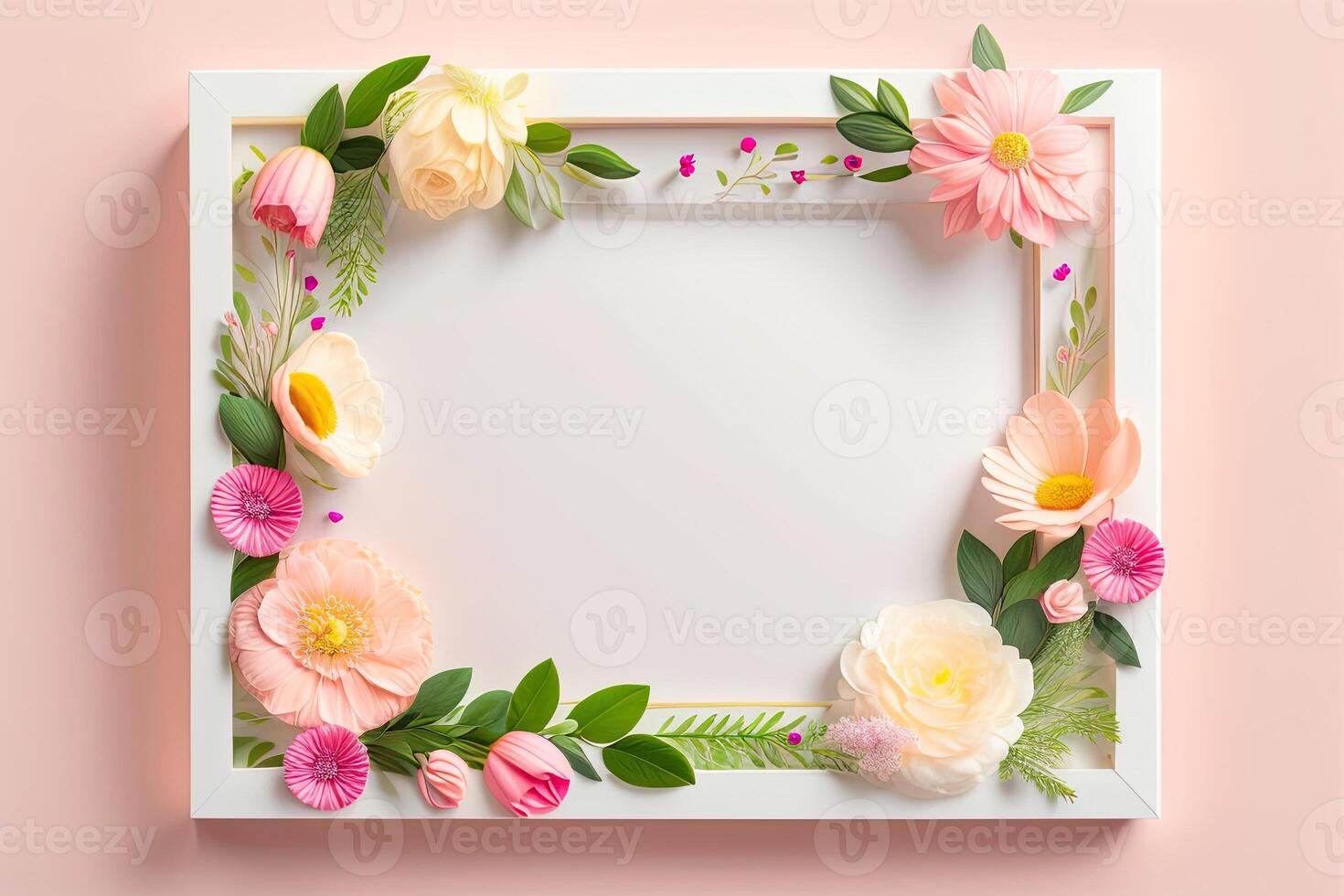 Frame Background Decorated with Flower Ornament photo