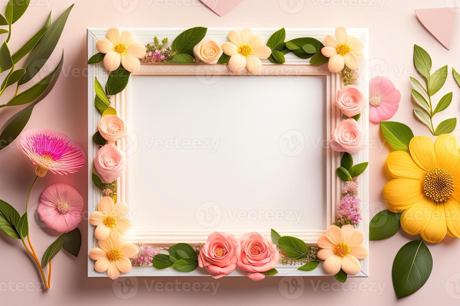 Frame Background Decorated with Flower Ornament photo