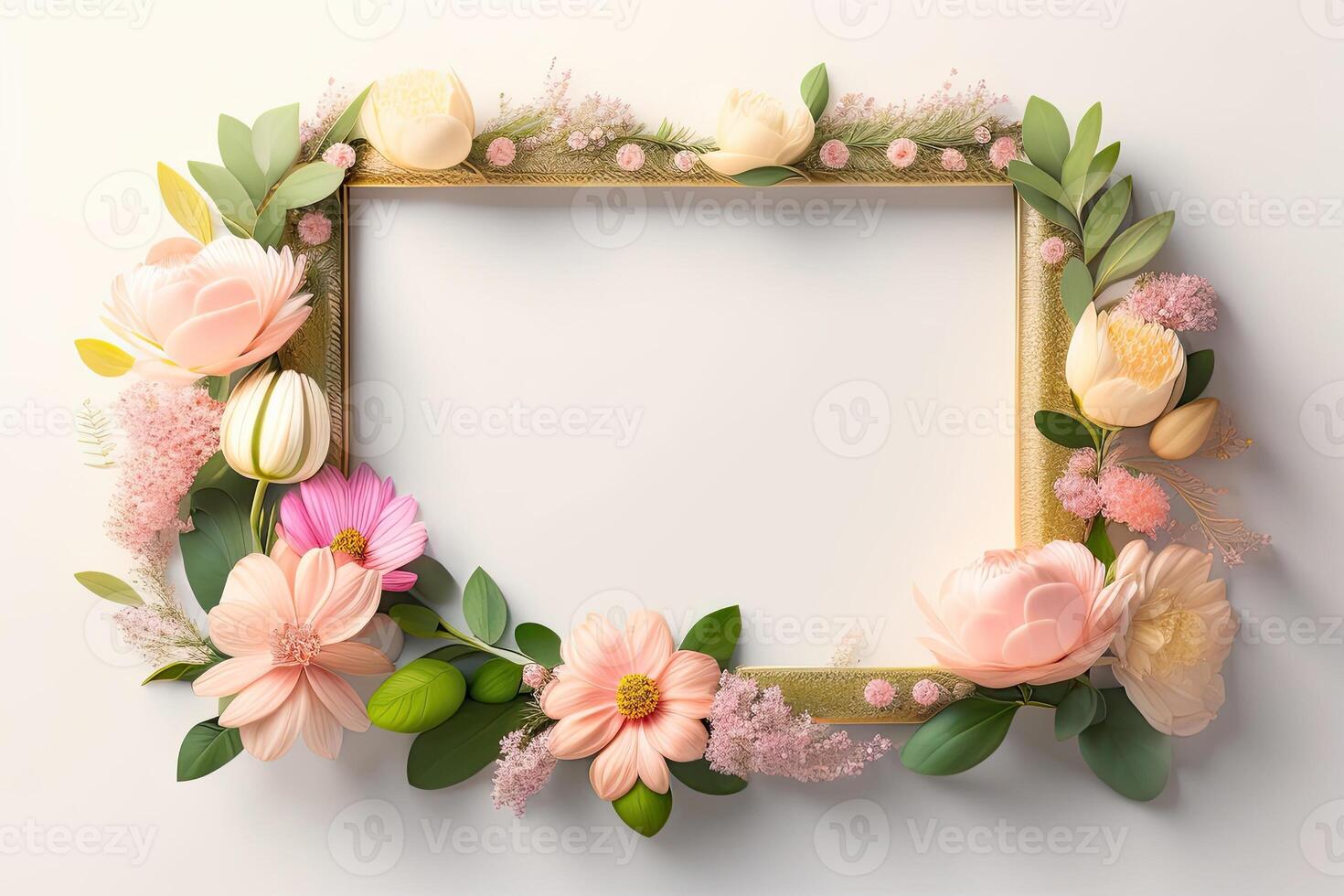 Frame Background Decorated with Flower Ornament photo