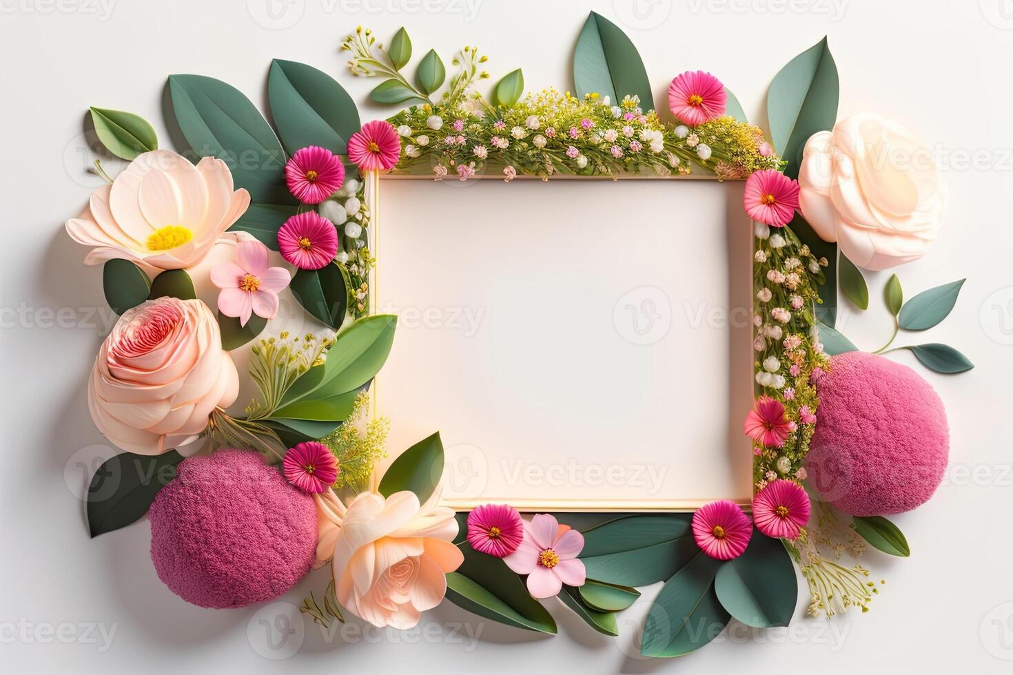 Frame Background Decorated with Flower Ornament photo