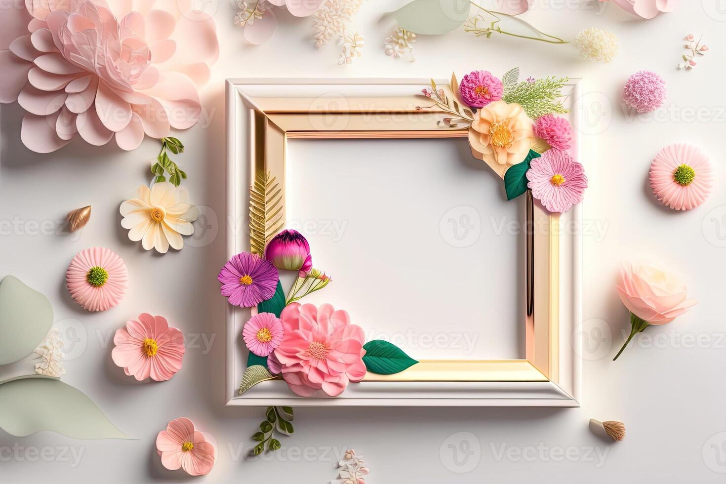 Frame Background Decorated with Flower Ornament photo