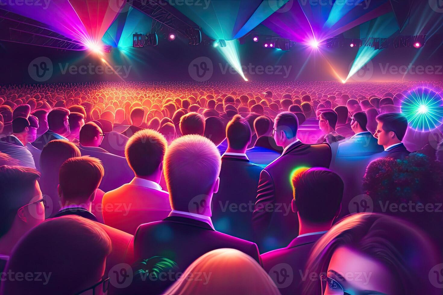 Huge Crowd Disco Party in Night Club photo