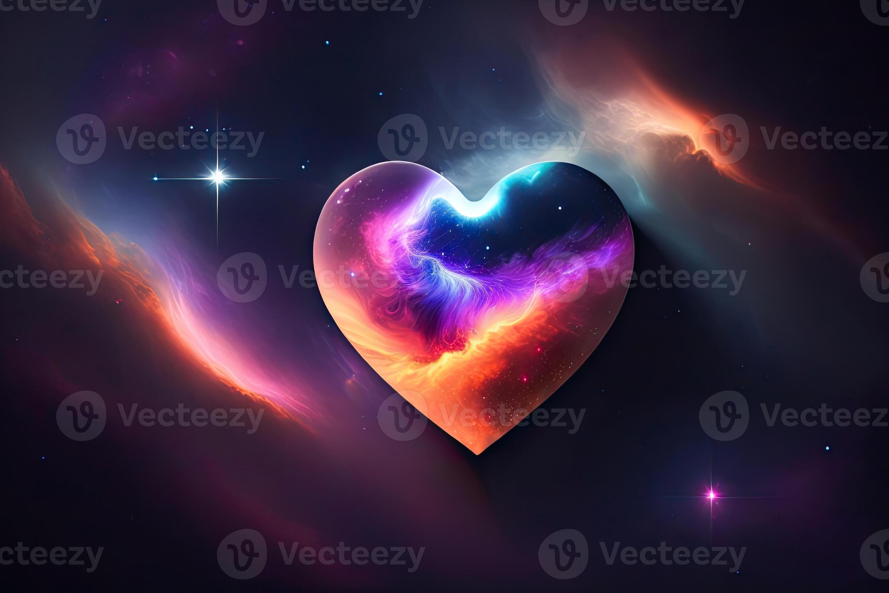 Heart shaped nebula. Heart galaxy. Astrological symbol of love Stock  Illustration