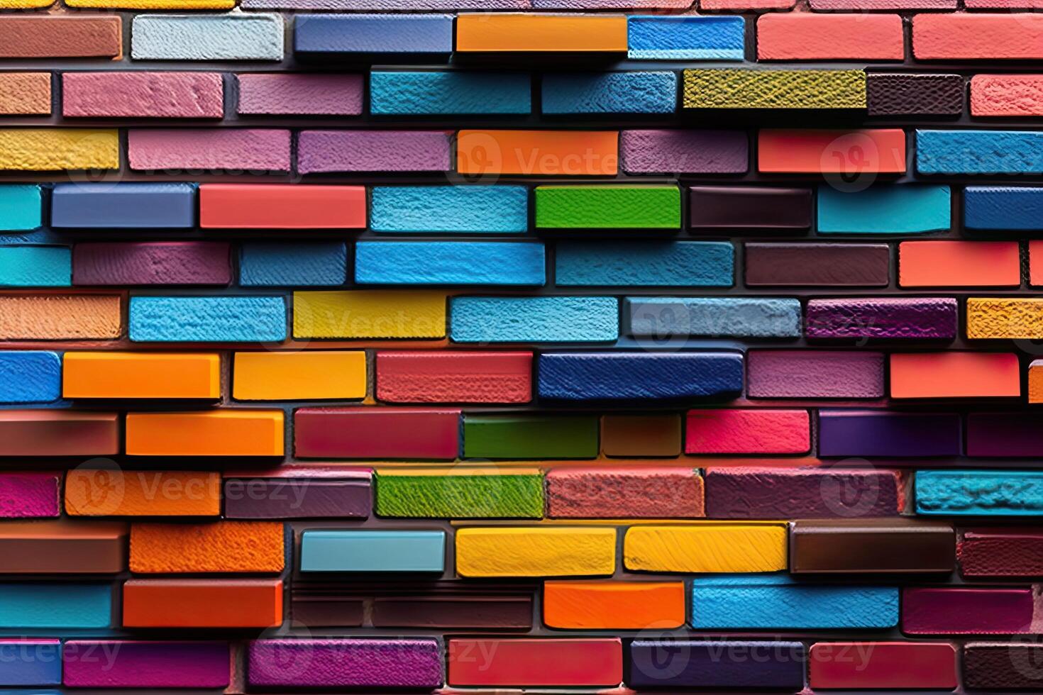Rainbow Color Brick Wall Background photo