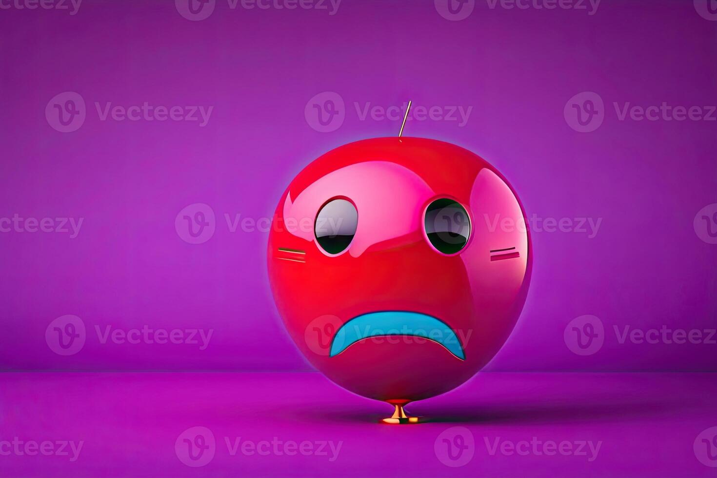 Red and Purple Balloon with Angry Face photo