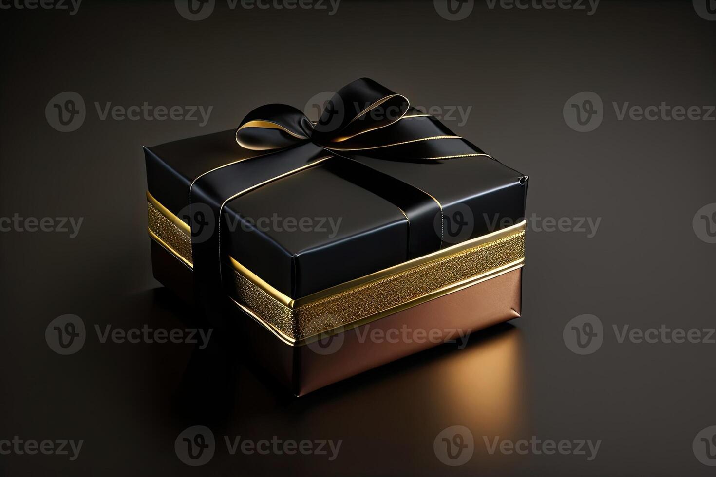 Top View of Gift Box in Black Packaging photo