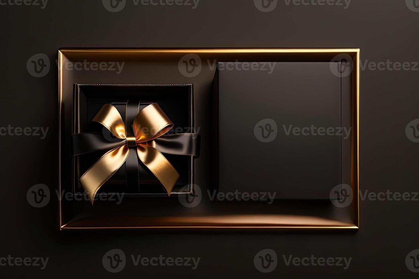 Top View of Gift Box in Black Packaging photo