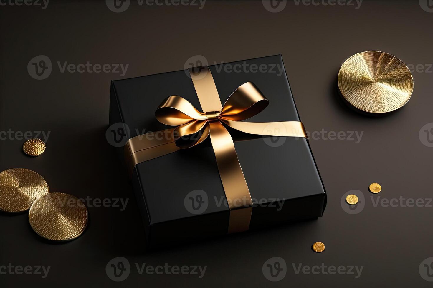 Top View of Gift Box in Black Packaging photo