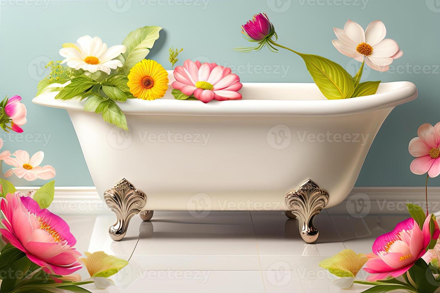 floral bañera ilustración generativo ai foto