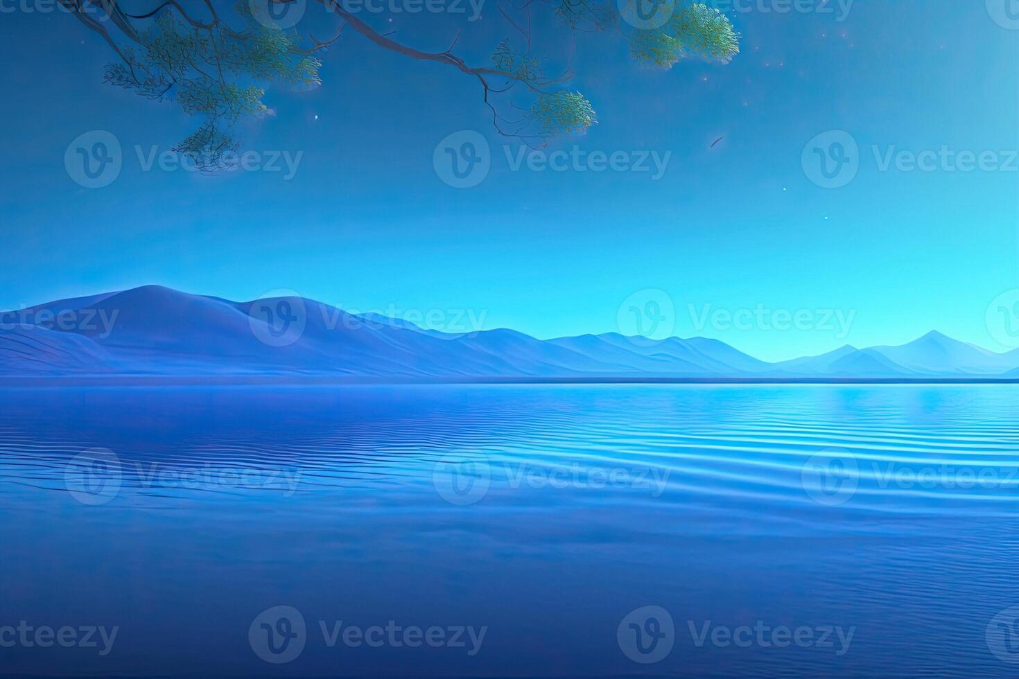 Blue Abstract Nature Landscape Background. photo