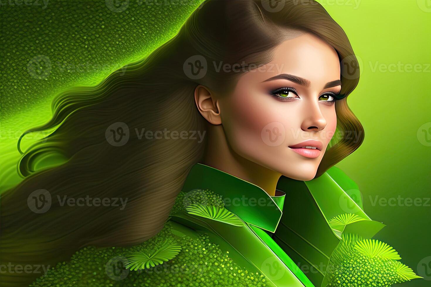 Green Colorful Nature Landscape Background with Copy Space. Art photo