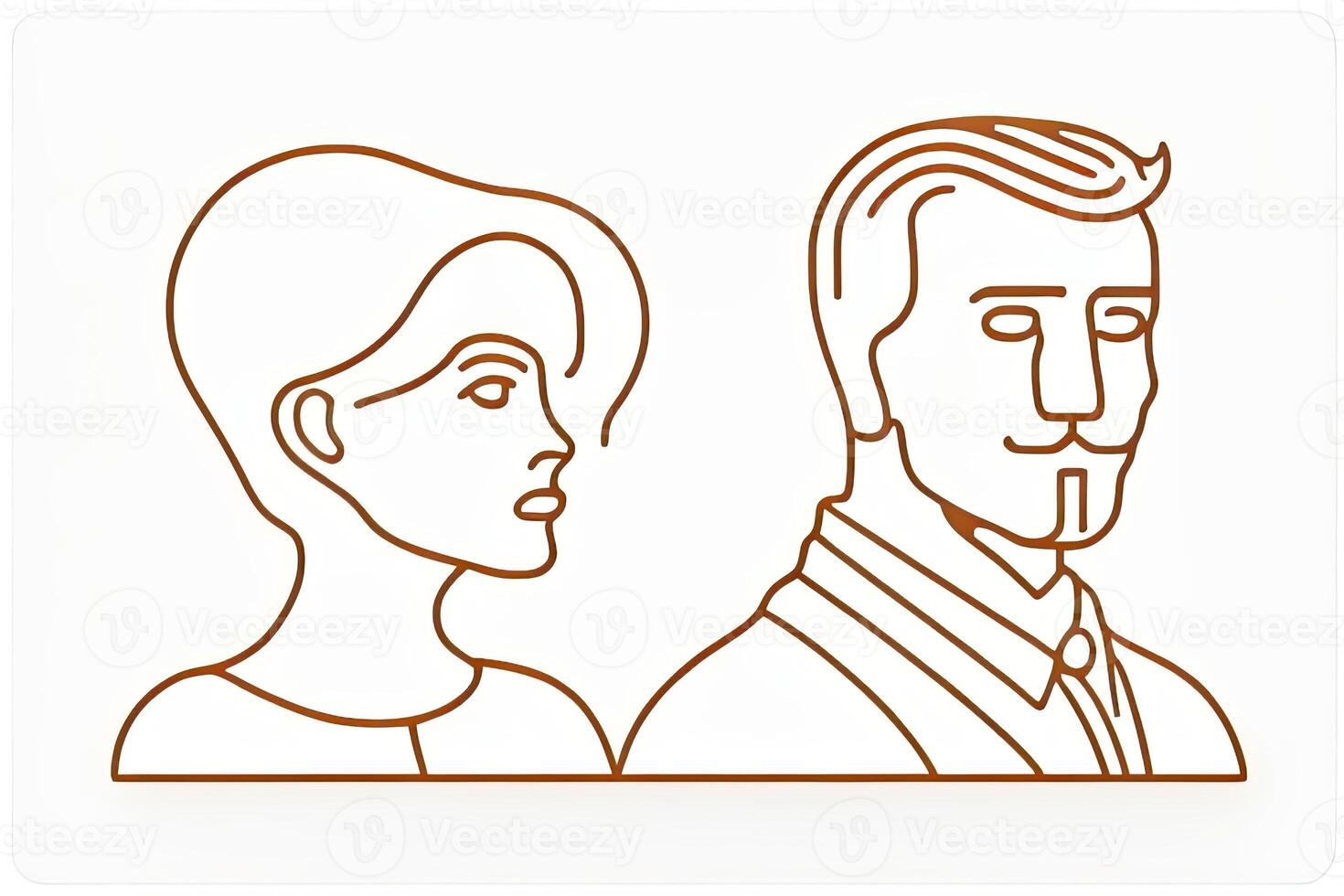 Male and Female Line Design on White Background Sketch photo