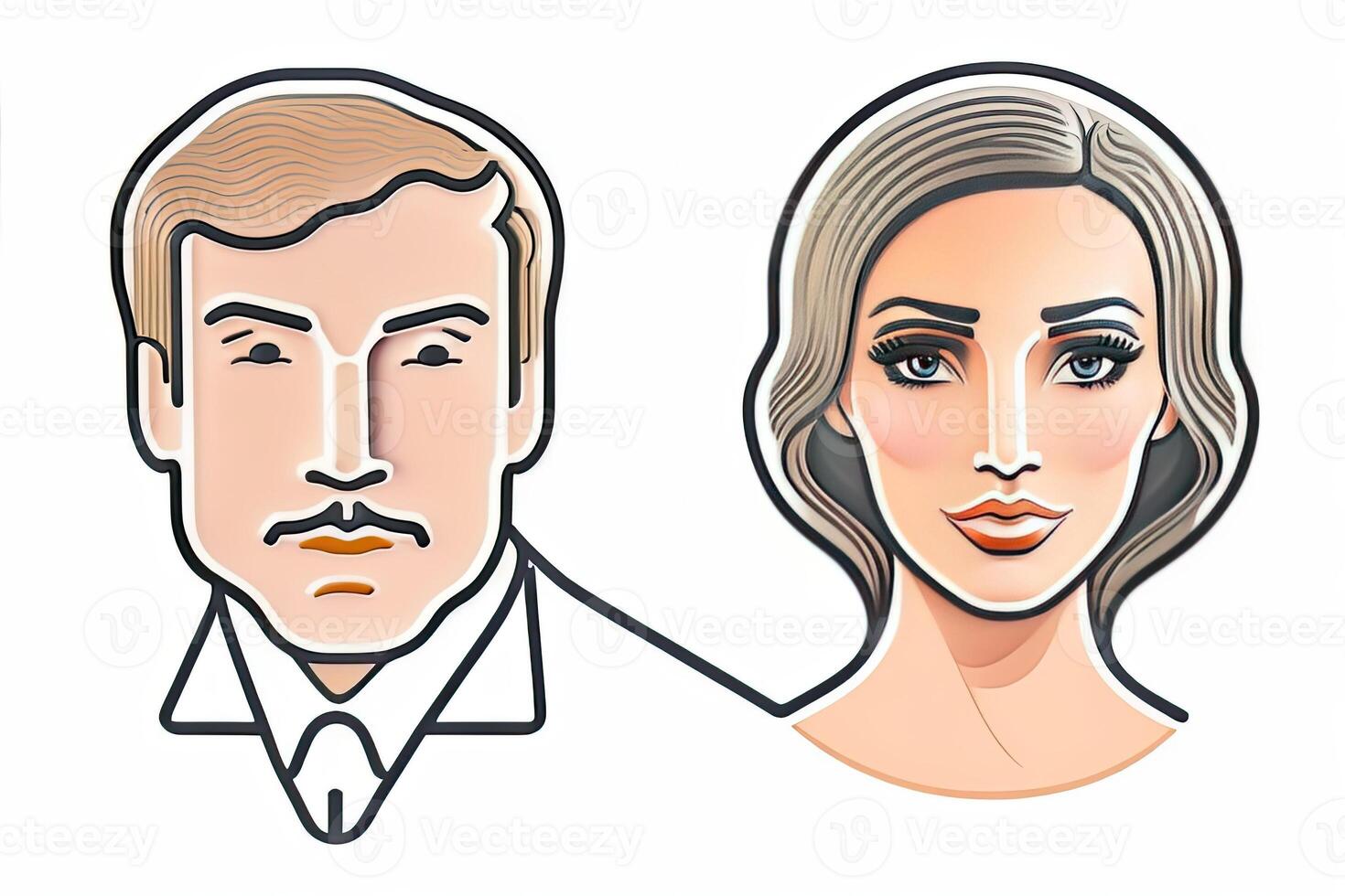 Male and Female Line Design on White Background Sketch photo