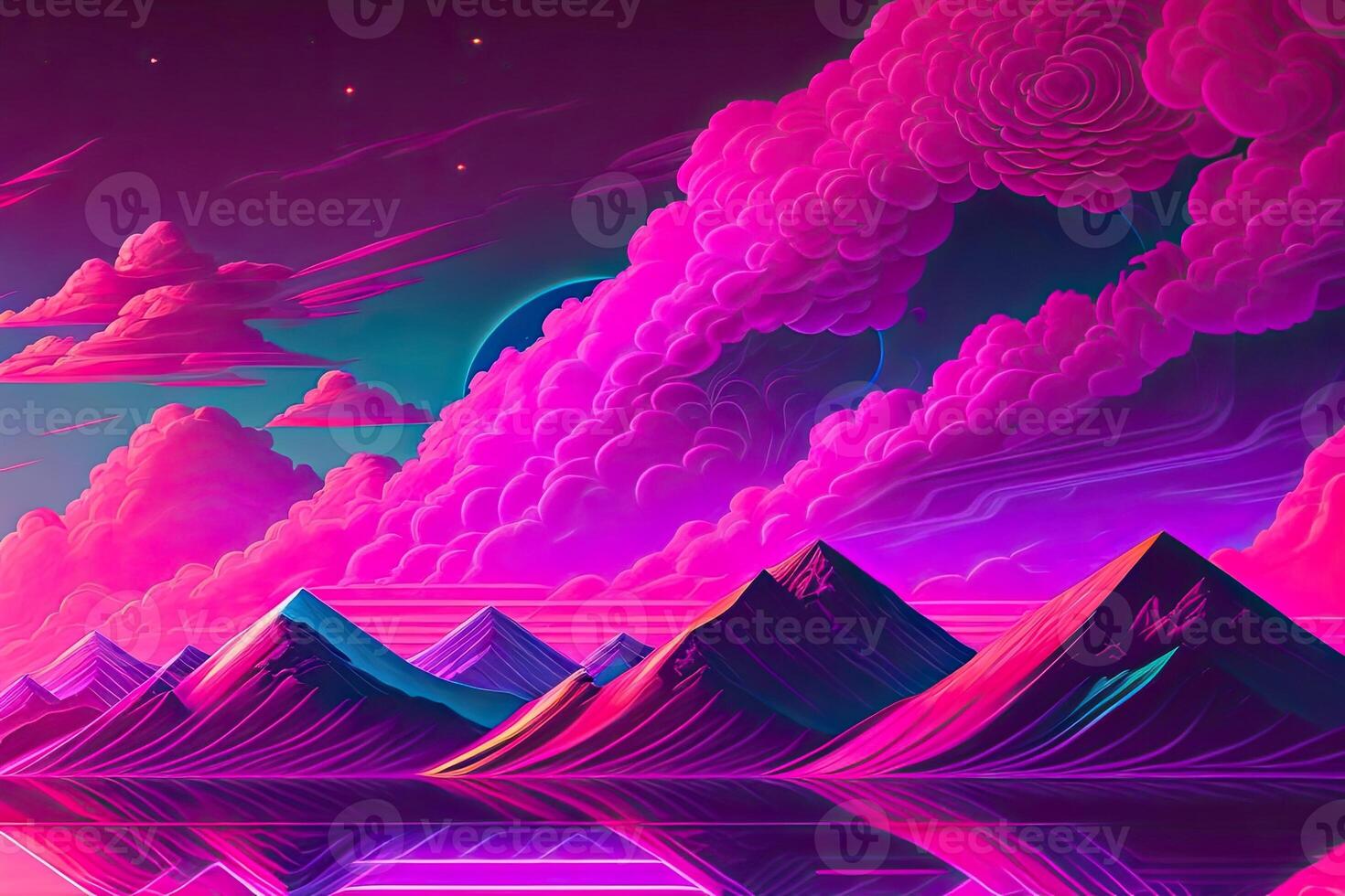 Purple Retrowave Abstract Background Design photo