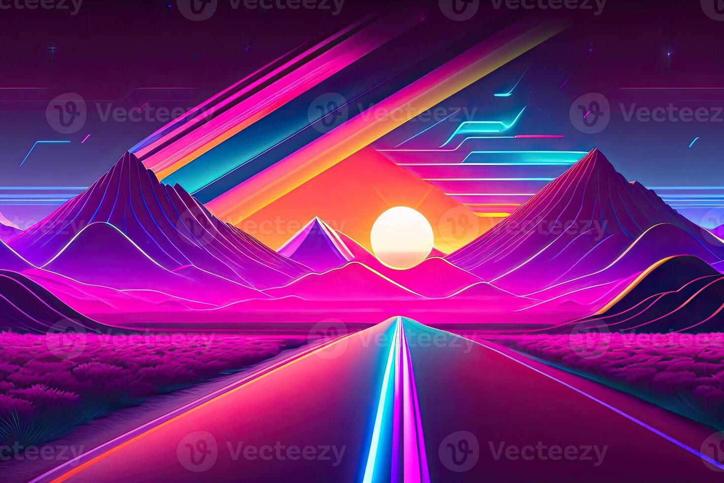 púrpura retrowave resumen antecedentes diseño generativo ai foto