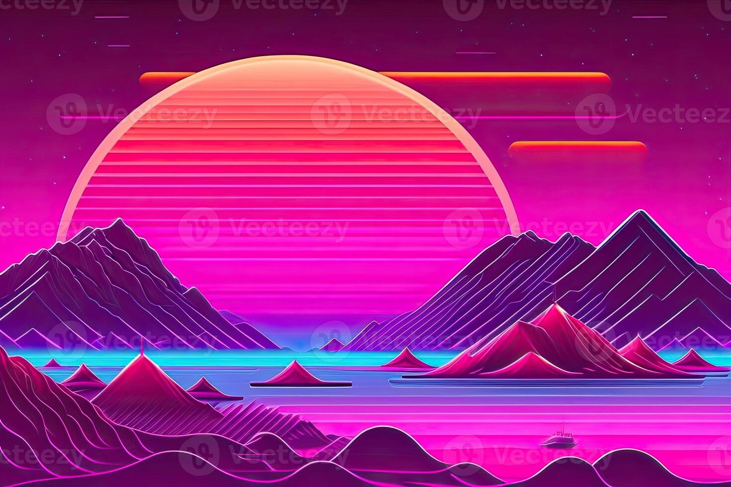 Purple Retrowave Abstract Background Design Generative AI 25520979 ...