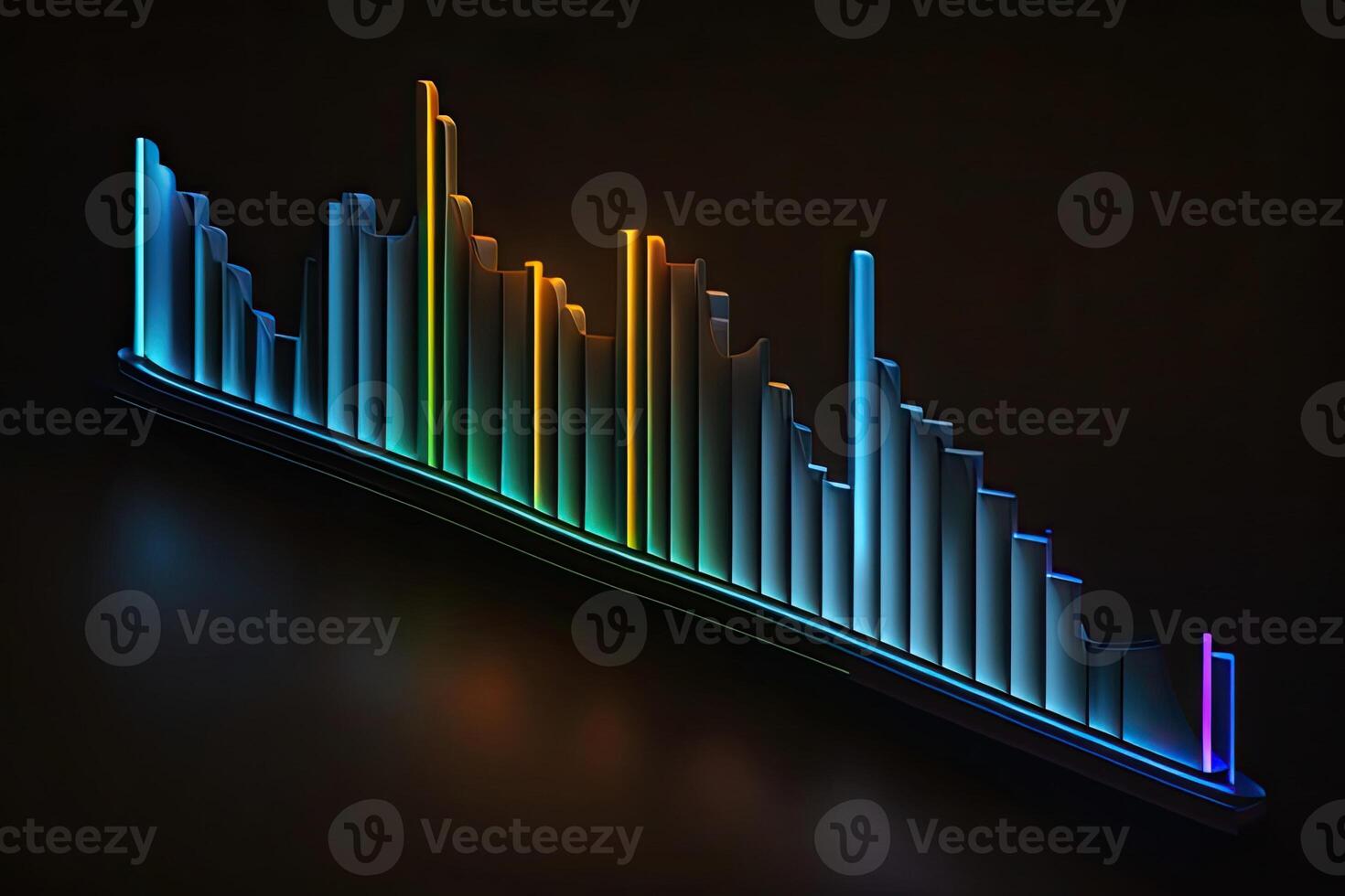 Sound Wave on Black Background in Neon Light photo