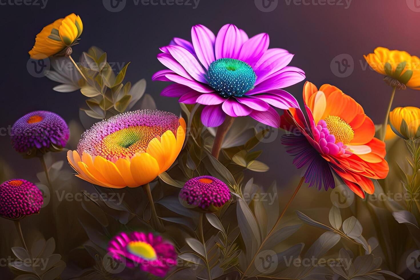 Vibrant Flowers Background Art photo