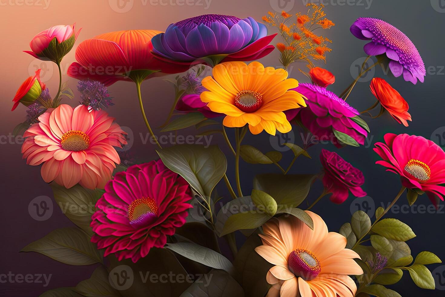 Vibrant Flowers Background Art photo