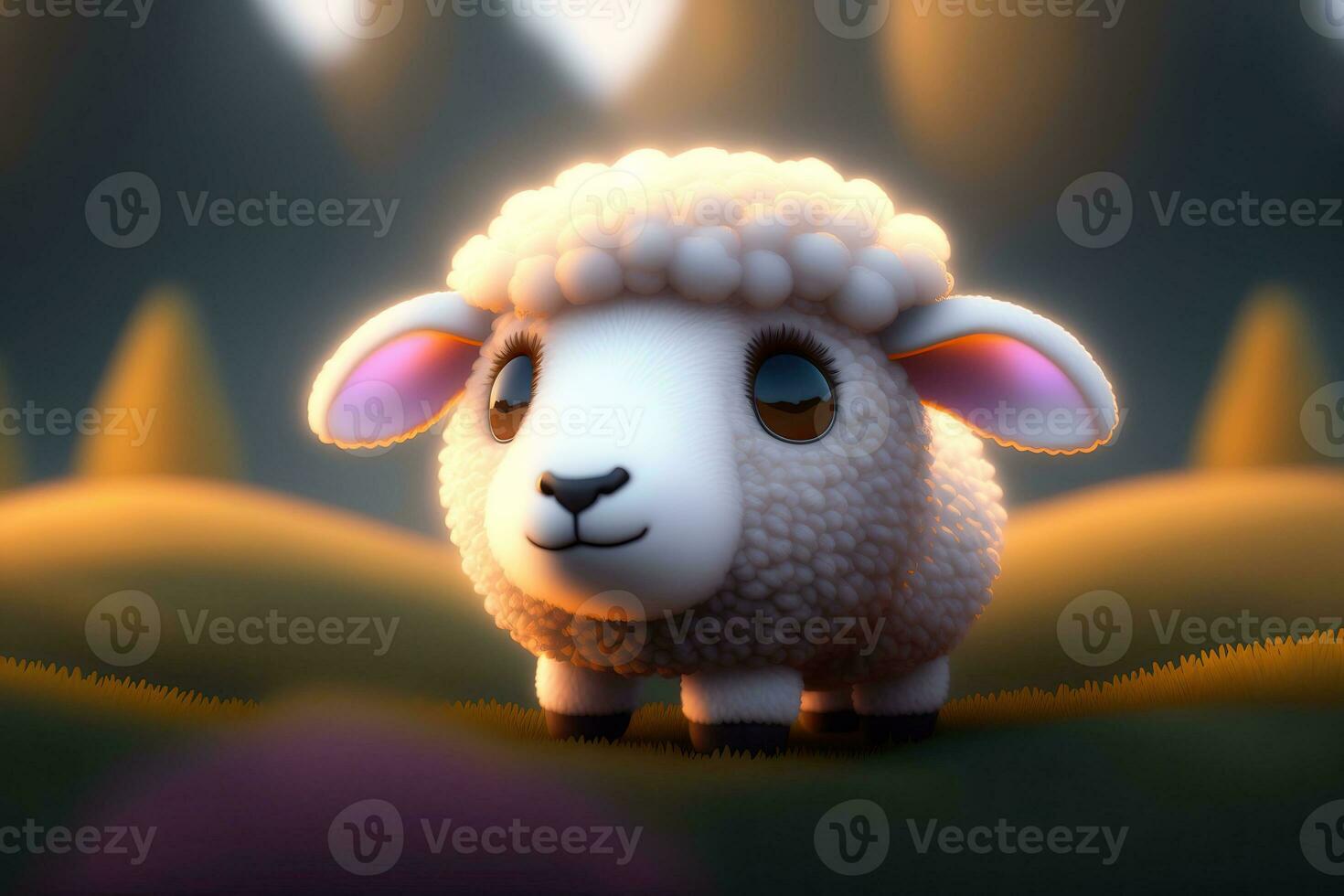 Cute Little White Sheep Smiling photo