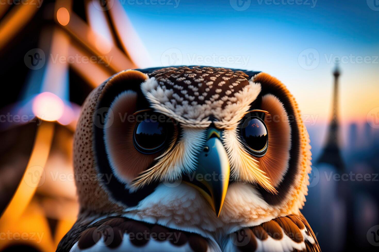 Beautiful Owl Head Portrait Illustration photo