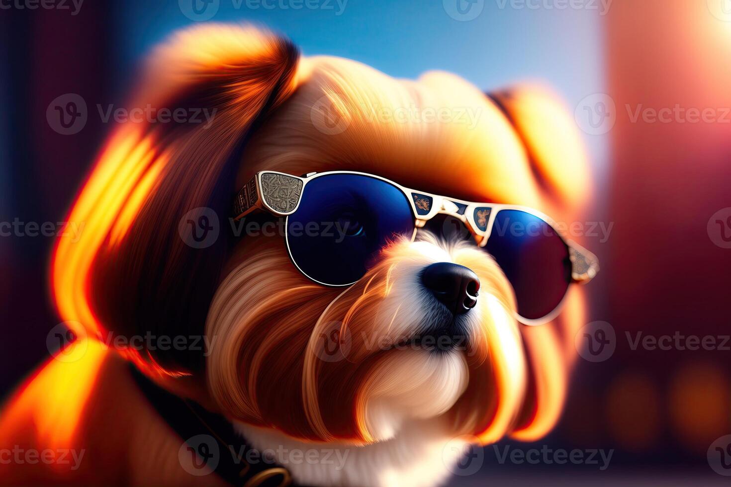 Cool Small Dog in Glasses Portrait photo