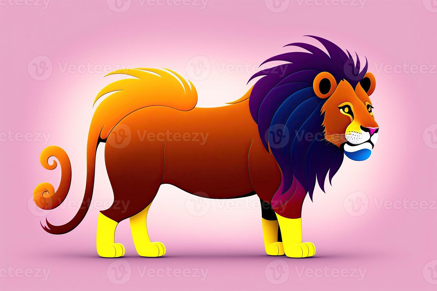 Cartoon Lion Character Design Illustration photo