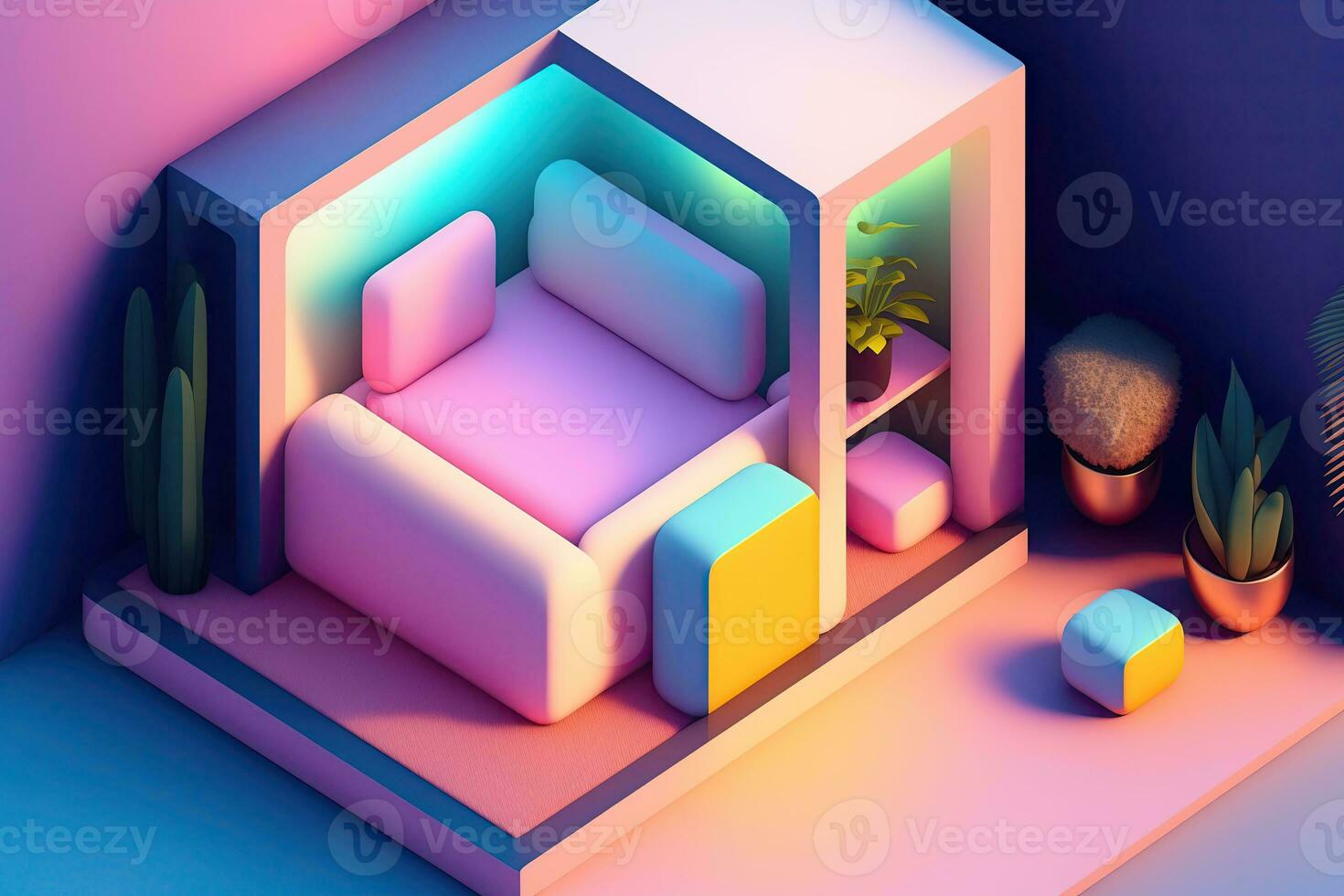 Cube Isometric Room Interior Design photo