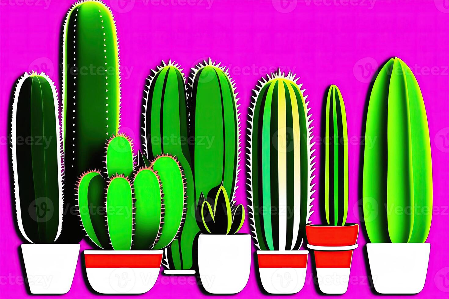 linda dibujos animados diseño cactus pegatina conjunto foto