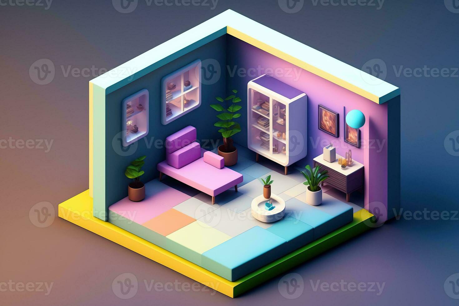 Cube Isometric Room Interior Design photo