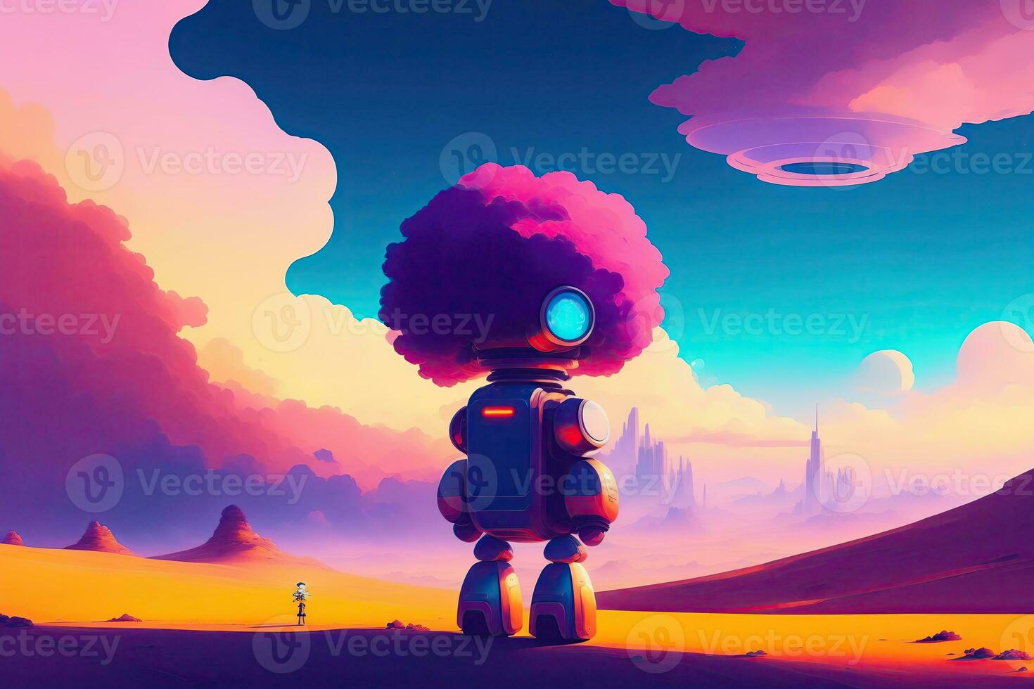 Small Robot on Purple Background photo