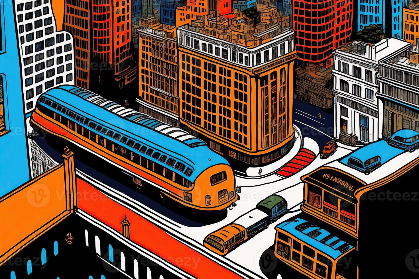 City Traffic Transport Cartoon Design Background photo