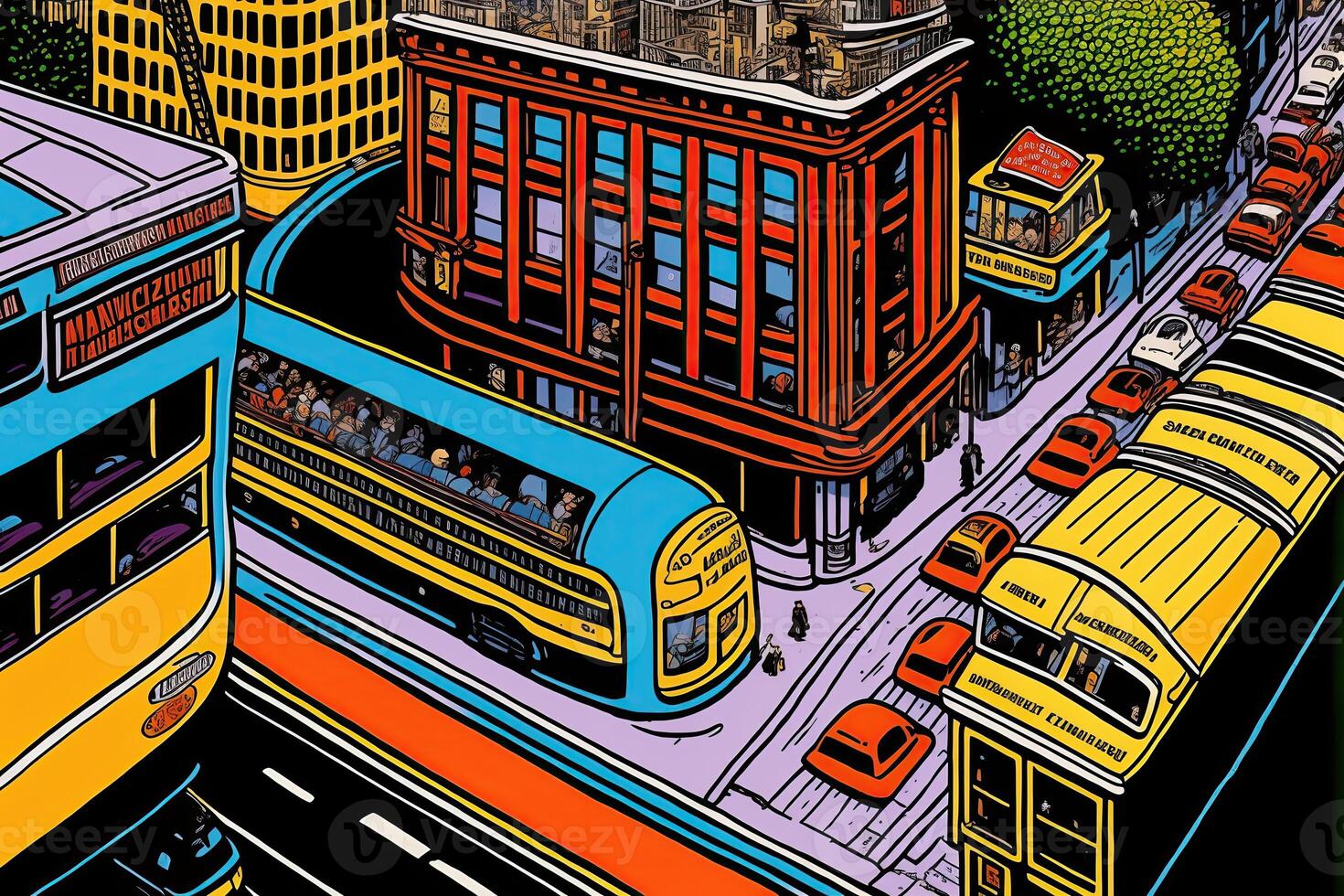 City Traffic Transport Cartoon Design Background photo