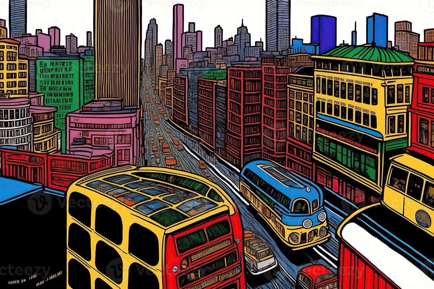 City Traffic Transport Cartoon Design Background photo