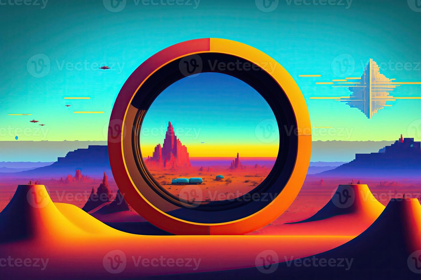 Circle Frame Landscape Dessert Background photo