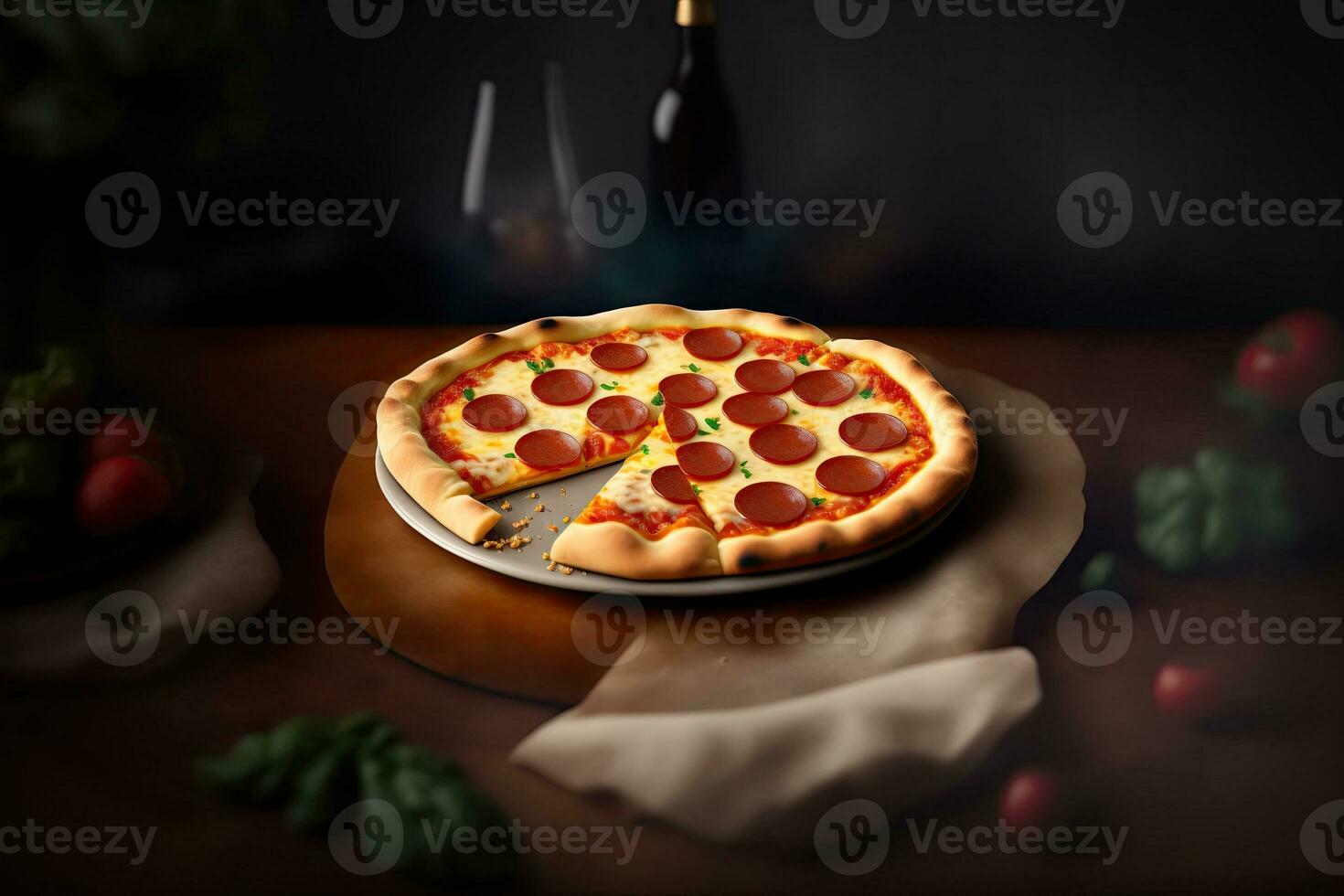Hot Fresh Pizza Generative AI photo