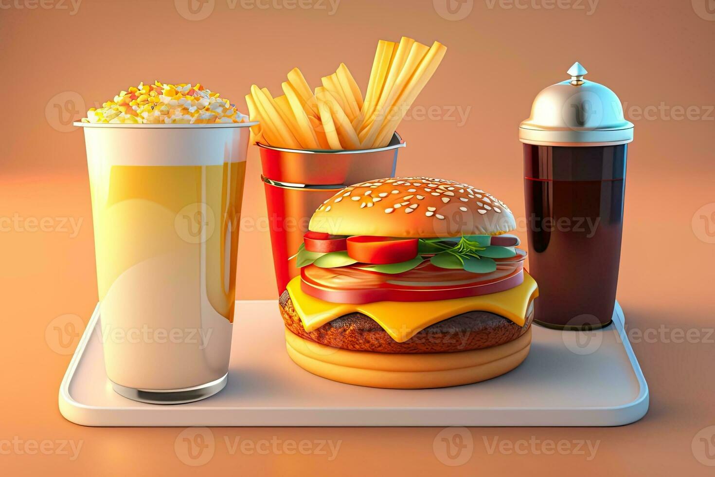 Burger Food Set Generative AI photo