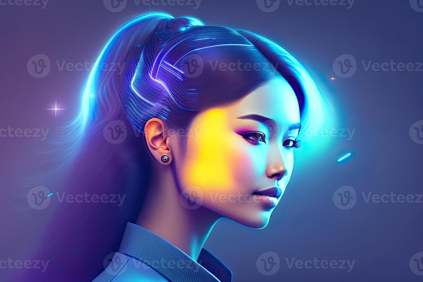 Humanoid Cyber Girl with Artificial Intelligence photo