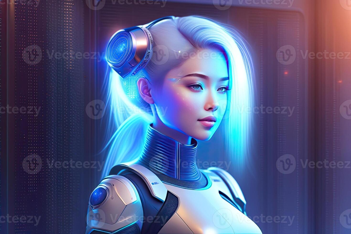 Humanoid Cyber Girl with Artificial Intelligence photo