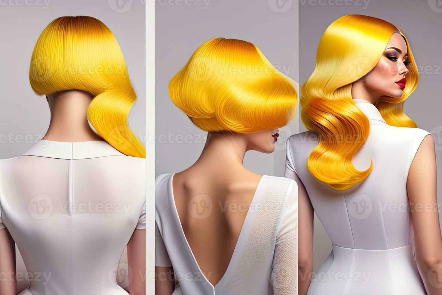 Beauty Fashion Industry Woman Portrait with Yellow Hair photo