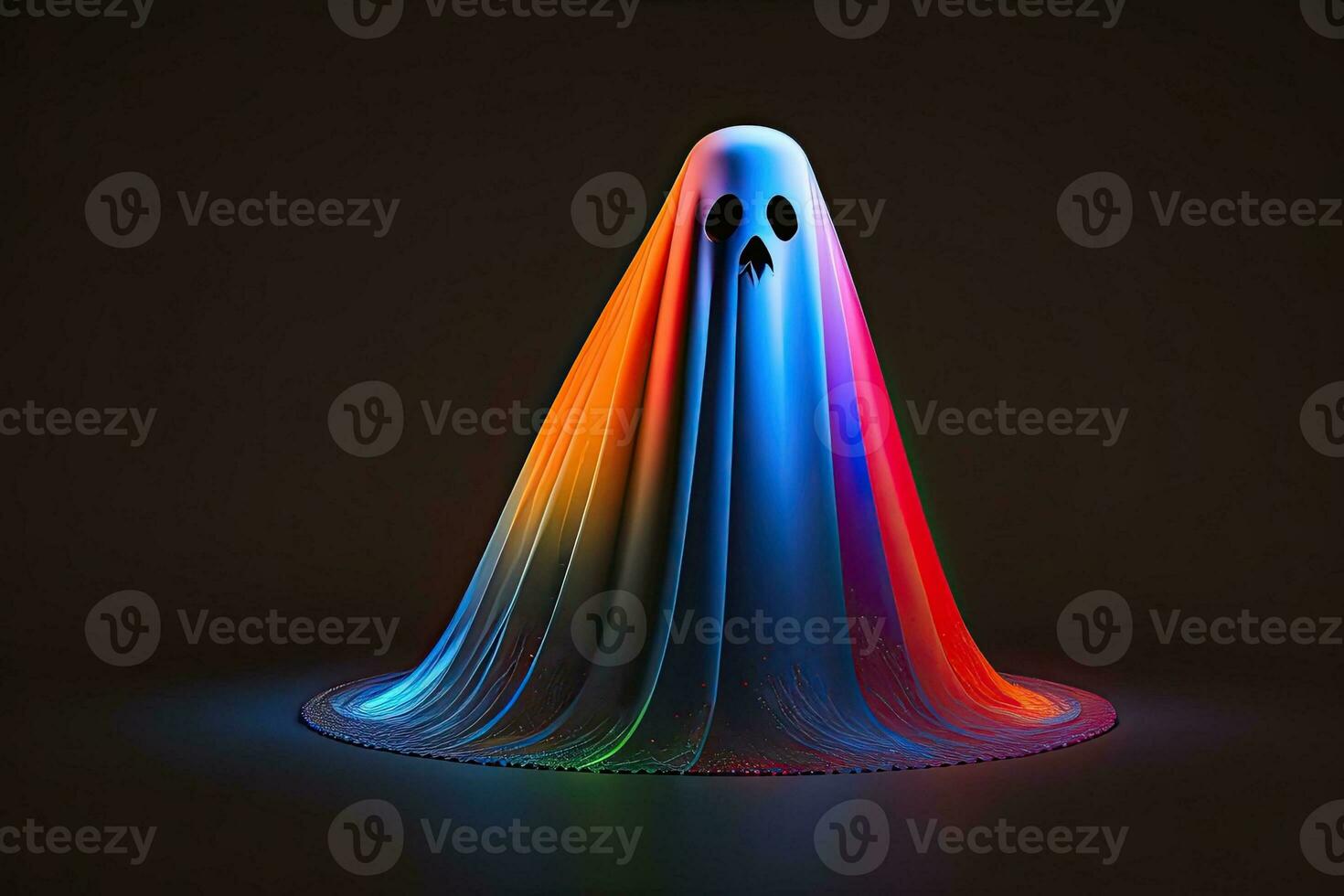 Colorful Ghost on Black Background Generative AI photo