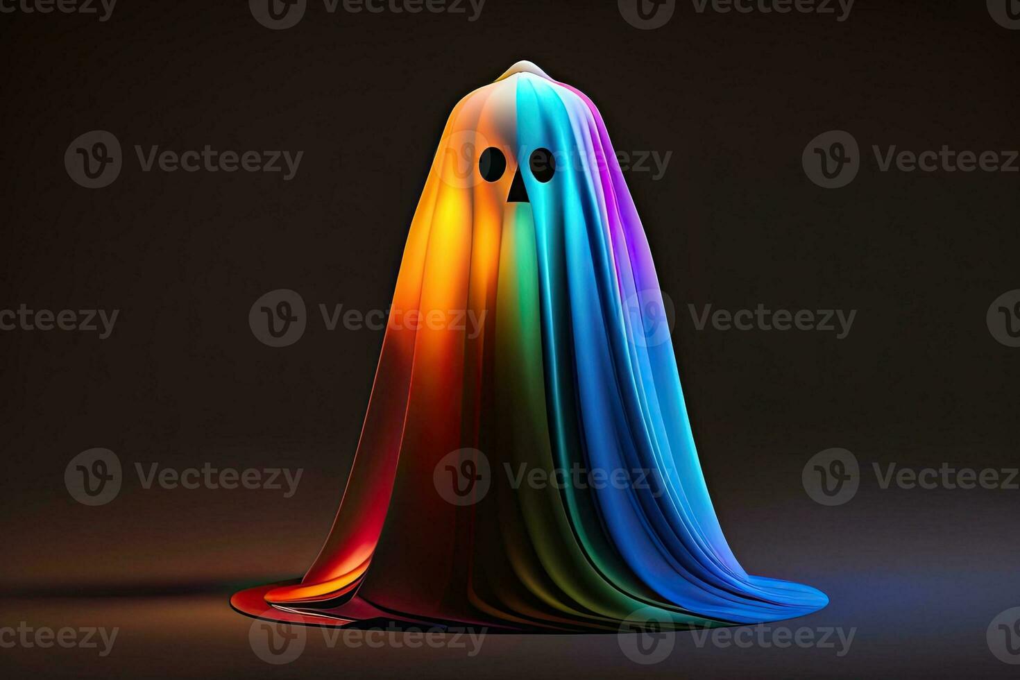 Colorful Ghost on Black Background Generative AI photo