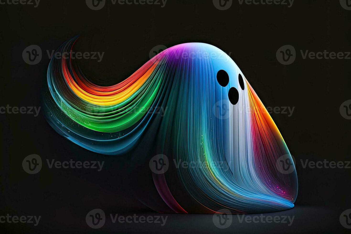 Colorful Ghost on Black Background Generative AI photo