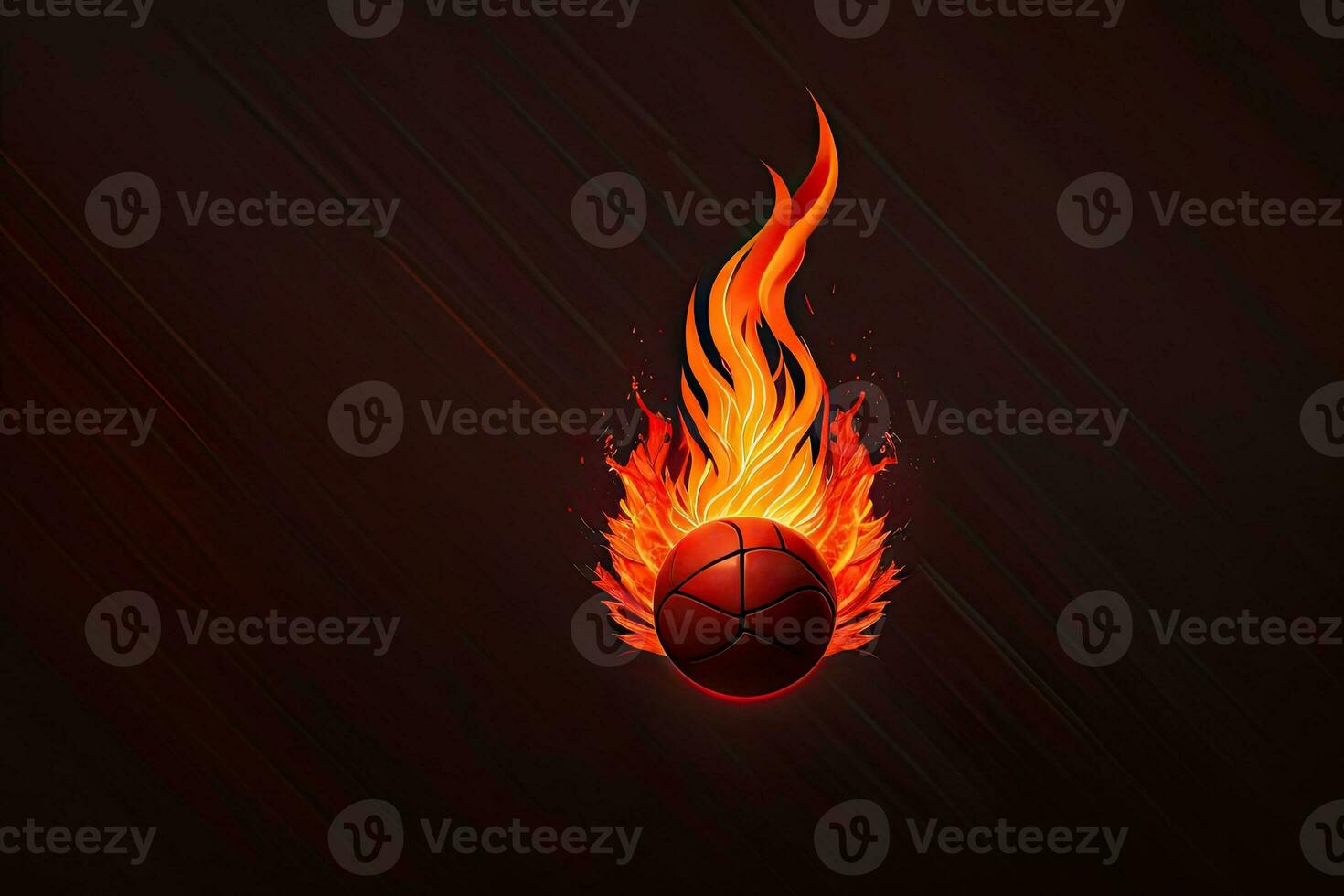 Hot Basketball in Flame Generative AI photo