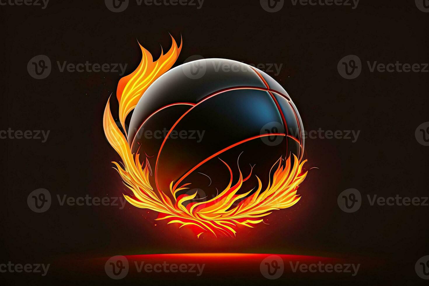 Hot Basketball in Flame Generative AI photo