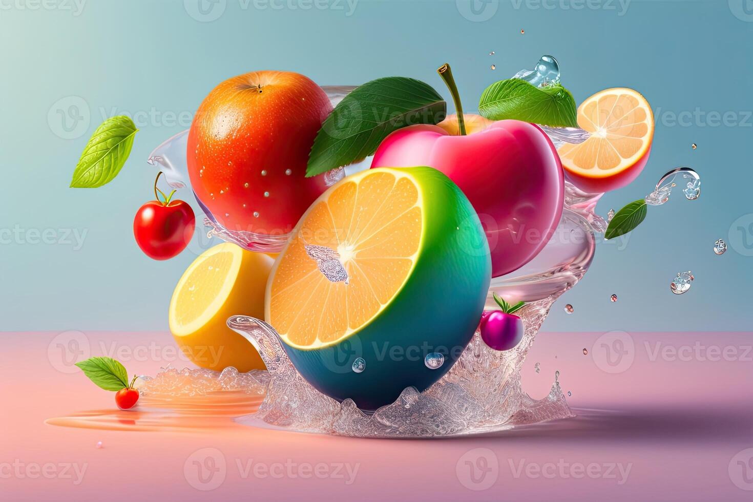 Fruit Float in Water Generative AI 25522453 Stock Photo at Vecteezy