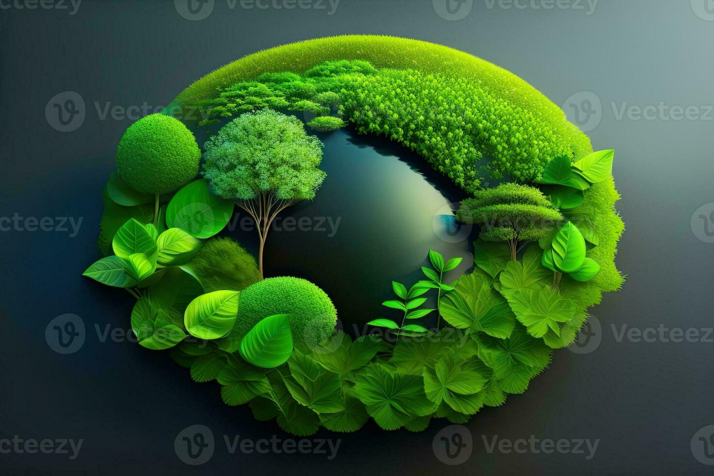 Green Leaves Form Eco Friendly Earth Generative AI photo