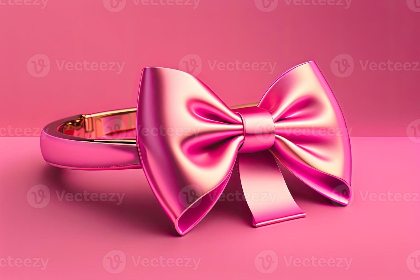 Pink Bow Closeup Generative AI photo