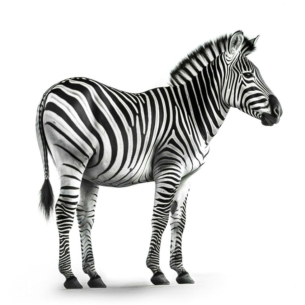 Zebra isolated on white background, generate ai photo